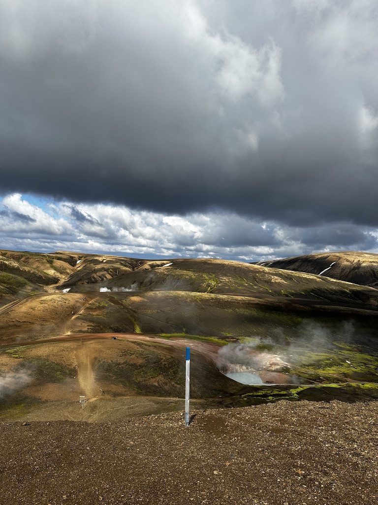 Trail marker geothermal steam