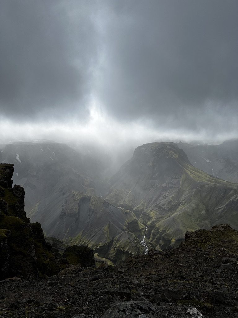 Dramatic storm light over Iceland highlands